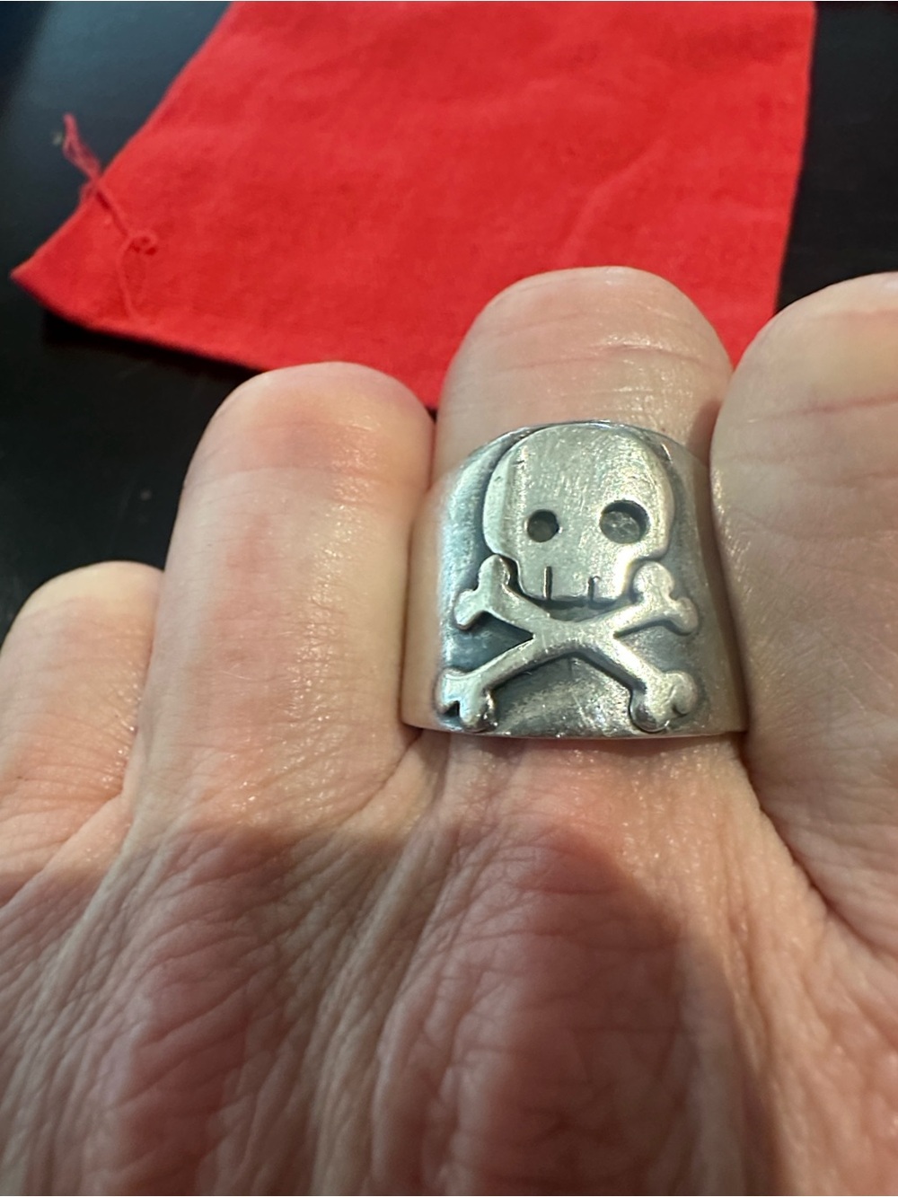 Skull and Crossbones Ring Silver Ring Size 10